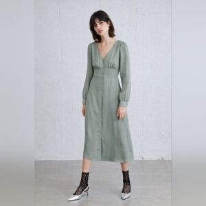 OAK+FORT SHIRT CHIFFON MIDI DRESS NWT!